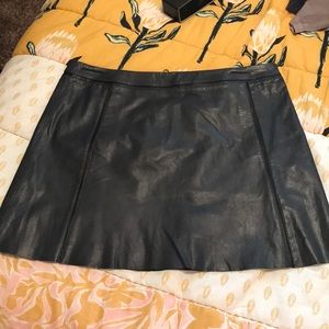 VINCE Navy Leather Skirt